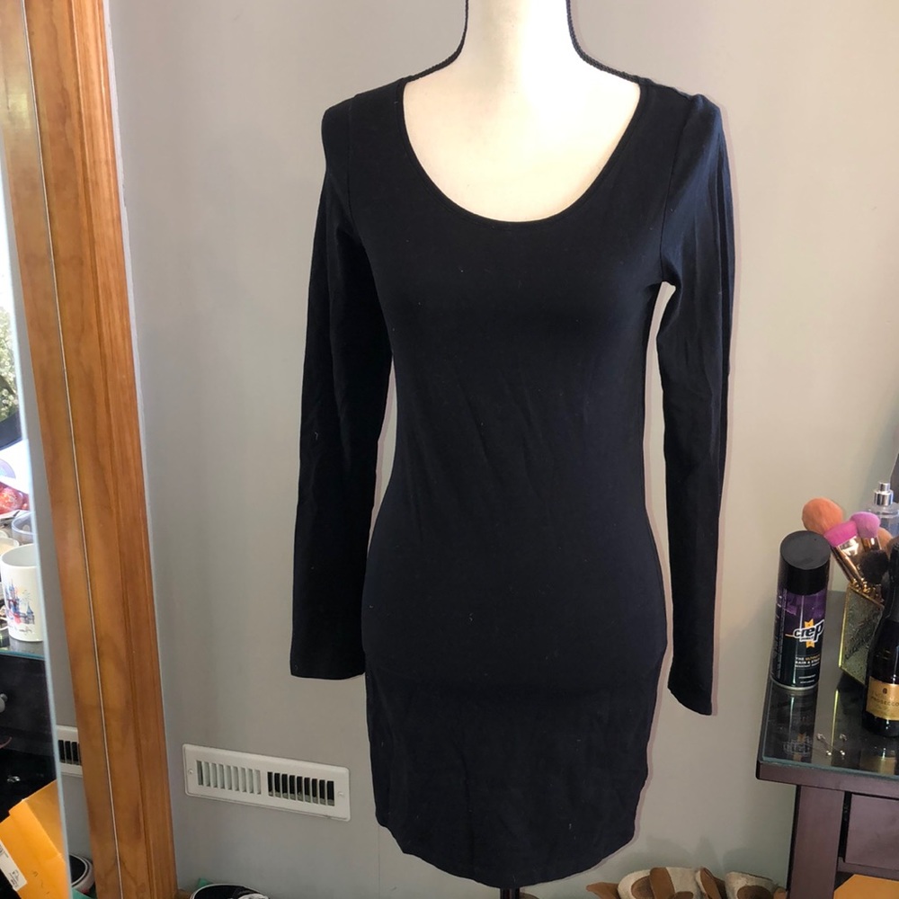 Plain black Cotton‎ dress
